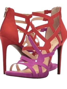 Jessica Simpson Women’s Strappy High-Heel Sandals in Pink and Orange